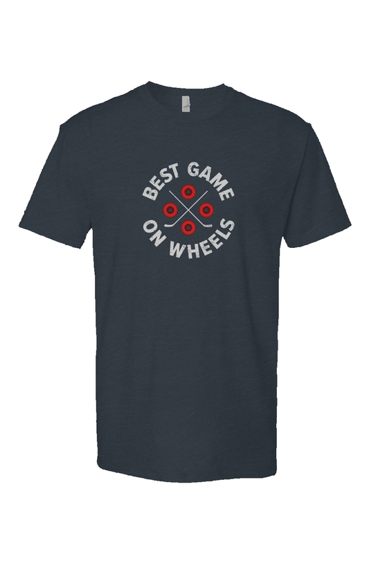 Wheels and Sticks Breakaway Performance Tee Navy Blue | Barn Garb Hockey Threads