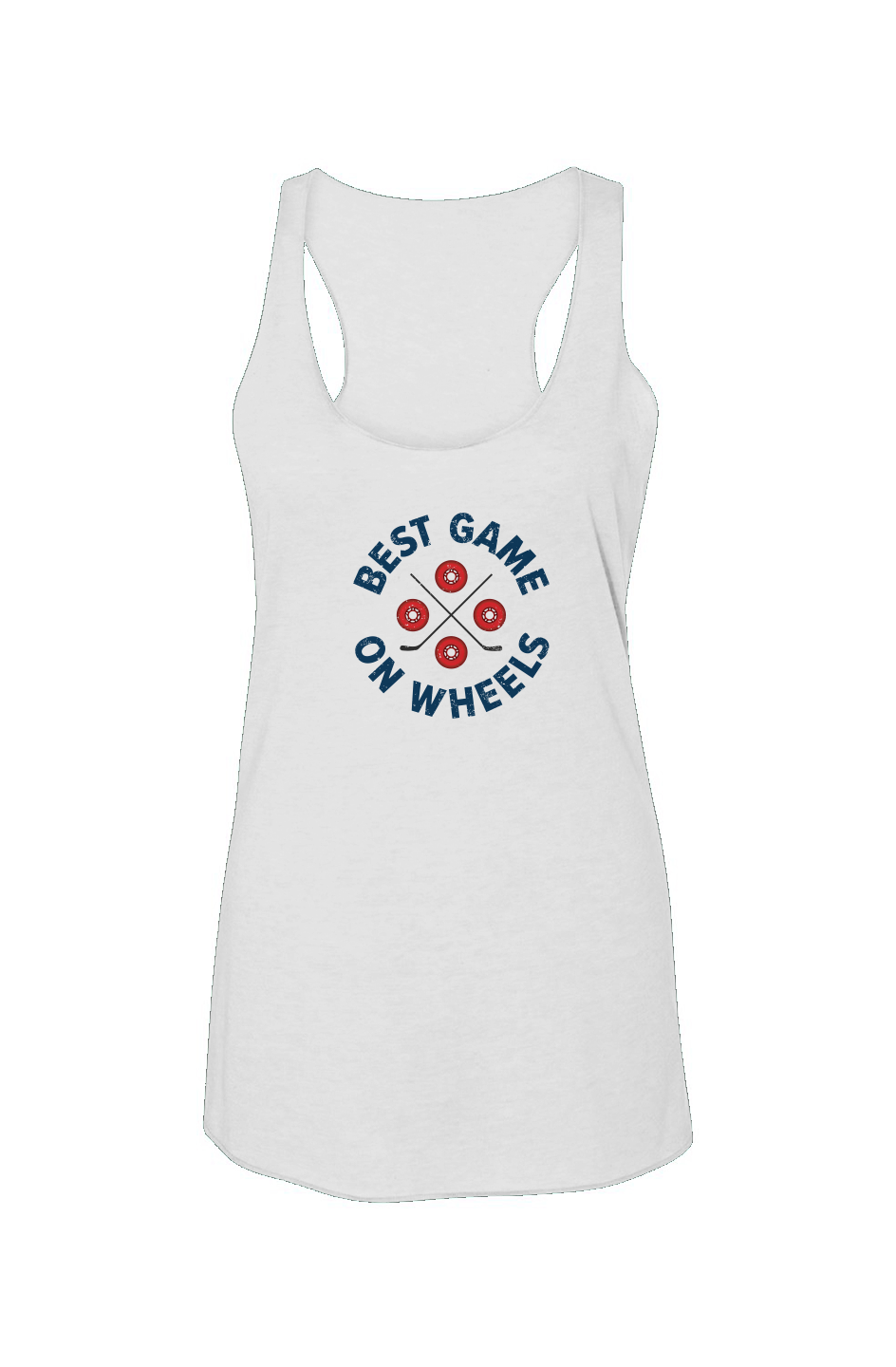 Wheels and Sticks Racerback Barn Tank White | Barn Garb Hockey Threads