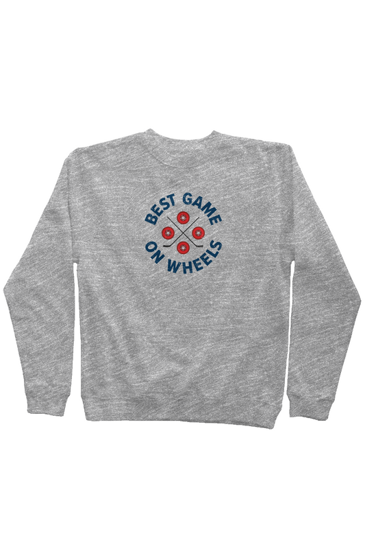 Wheels and Sticks Rinkside Crewneck Sweatshirt Grey | Barn Garb Hockey Threads