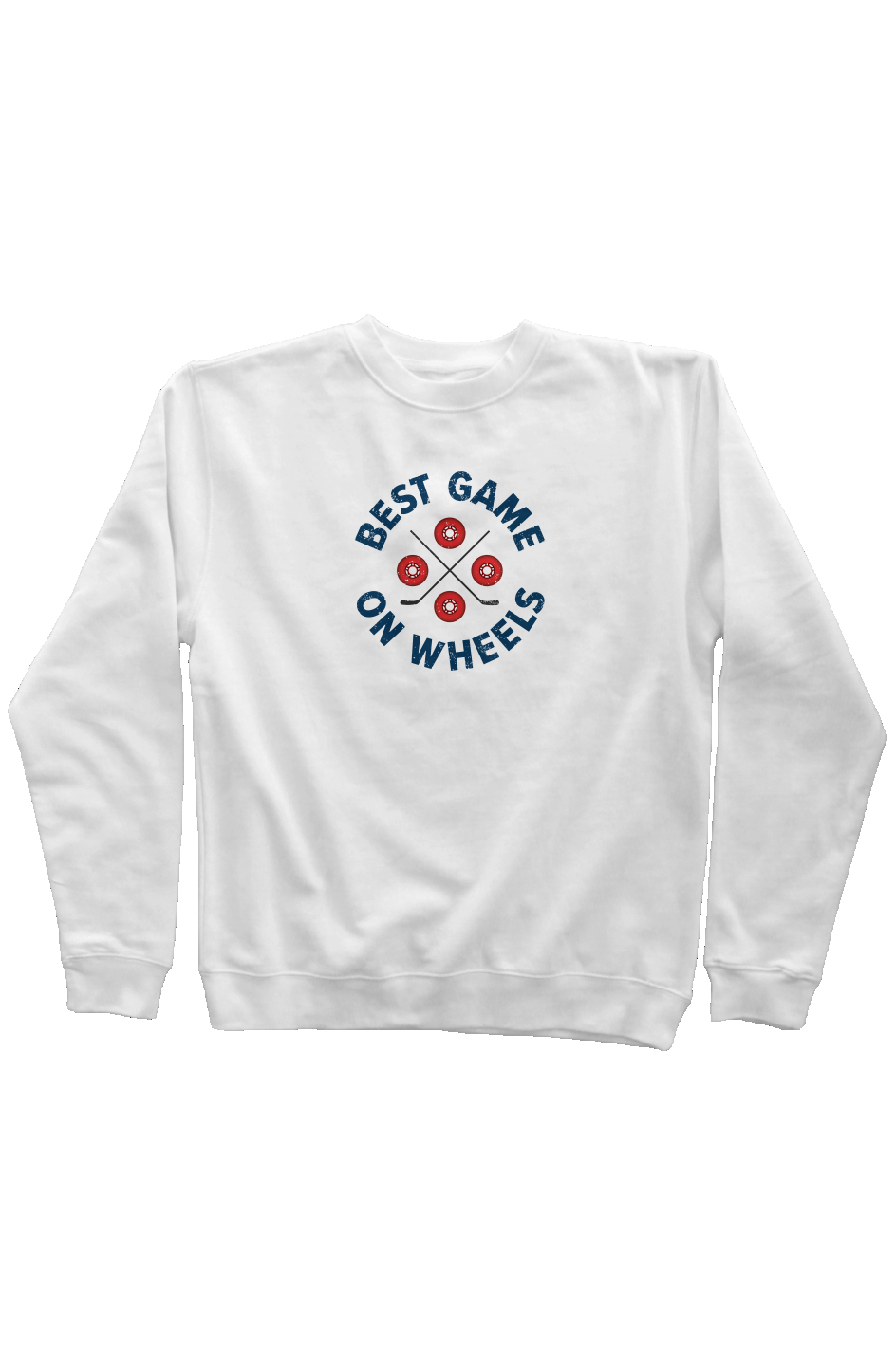 Wheels and Sticks Rinkside Crewneck Sweatshirt White | Barn Garb Hockey Threads