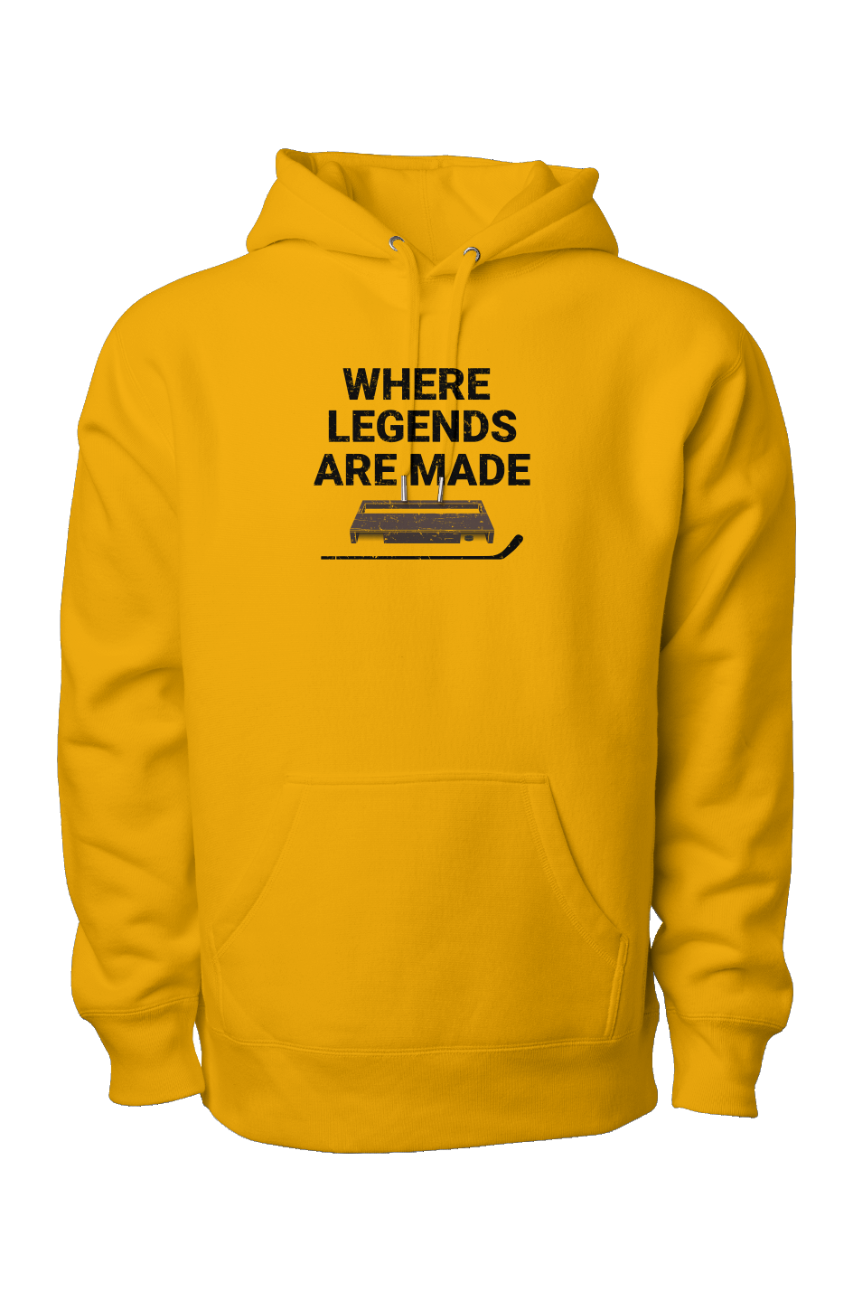 Where Legends Are Made Legend Heavyweight Cross Grain Hoodie Gold | Barn Garb Hockey Threads