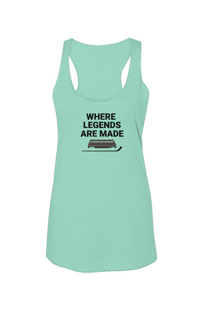 Where Legends Are Made Racerback Barn Tank Mint | Barn Garb Hockey Threads