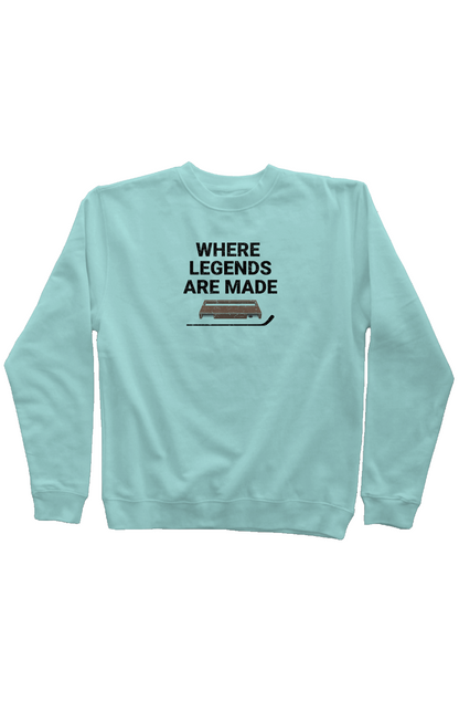 Where Legends Are Made Rinkside Crewneck Sweatshirt Mint | Barn Garb Hockey Threads