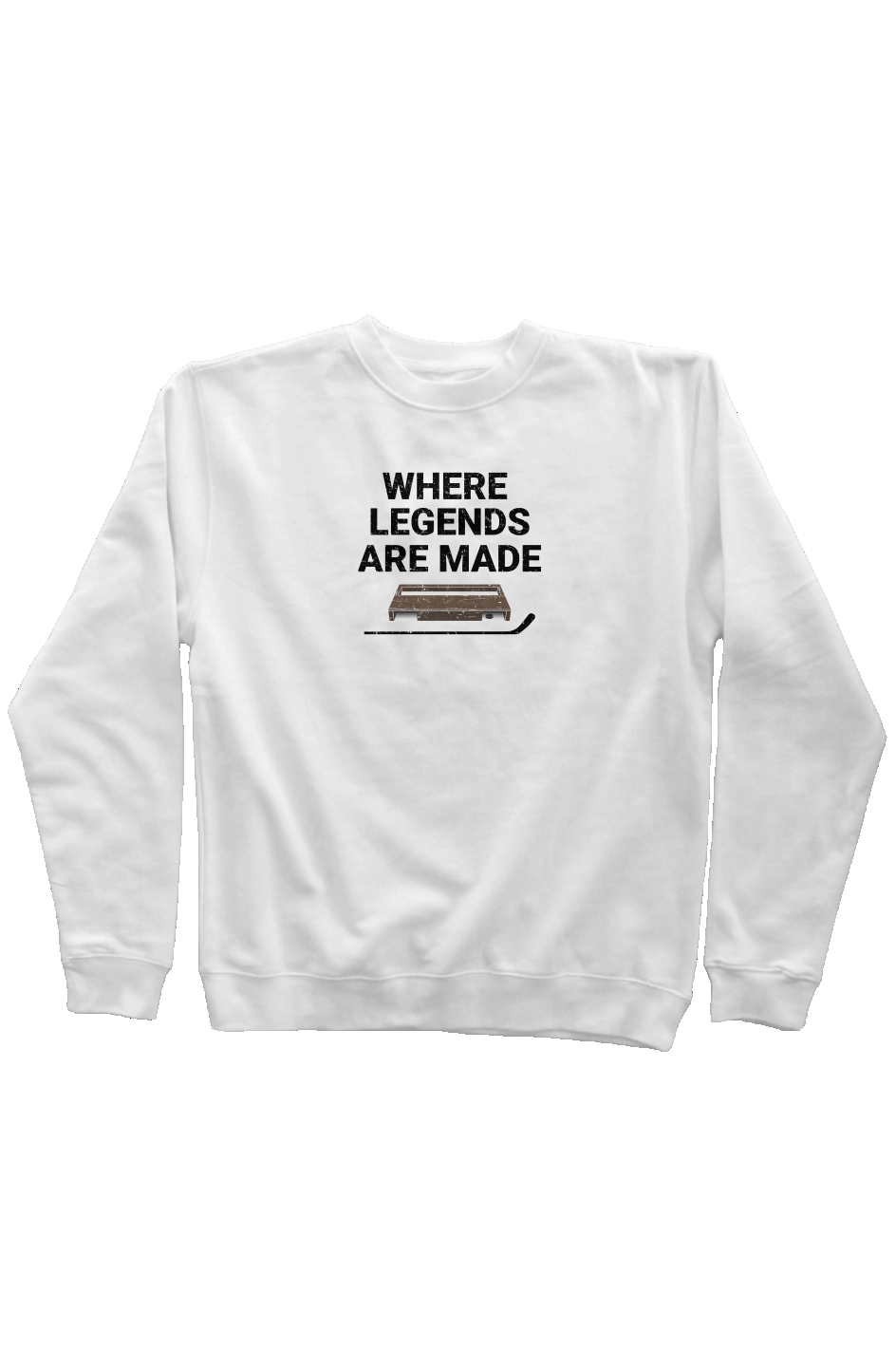 Where Legends Are Made Rinkside Crewneck Sweatshirt White | Barn Garb Hockey Threads
