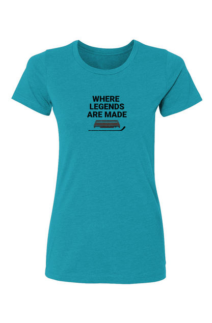Where Legends are Made Barn Babe Tee Aqua | Barn Garb Hockey Threads