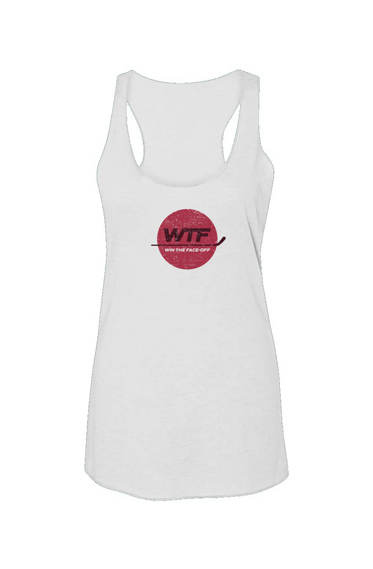 Win the Faceoff Racerback Barn Tank White | Barn Garb Hockey Threads