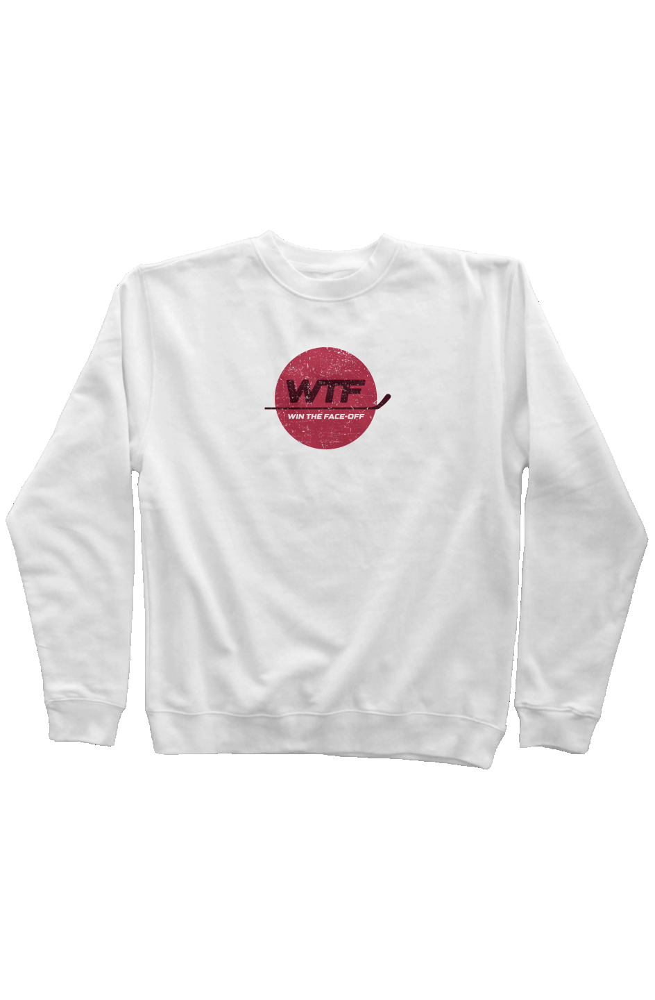 Win the Faceoff Rinkside Crewneck Sweatshirt White | Barn Garb Hockey Threads
