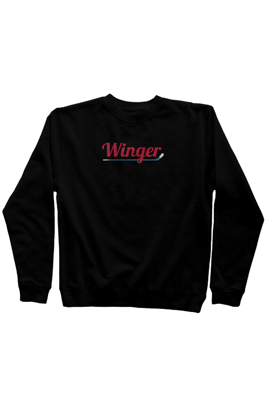 Winger Rinkside Crewneck Sweatshirt Black | Barn Garb Hockey Threads