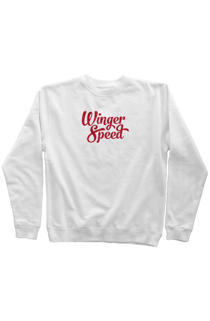 Winger Speed Rinkside Crewneck Sweatshirt White | Barn Garb Hockey Threads