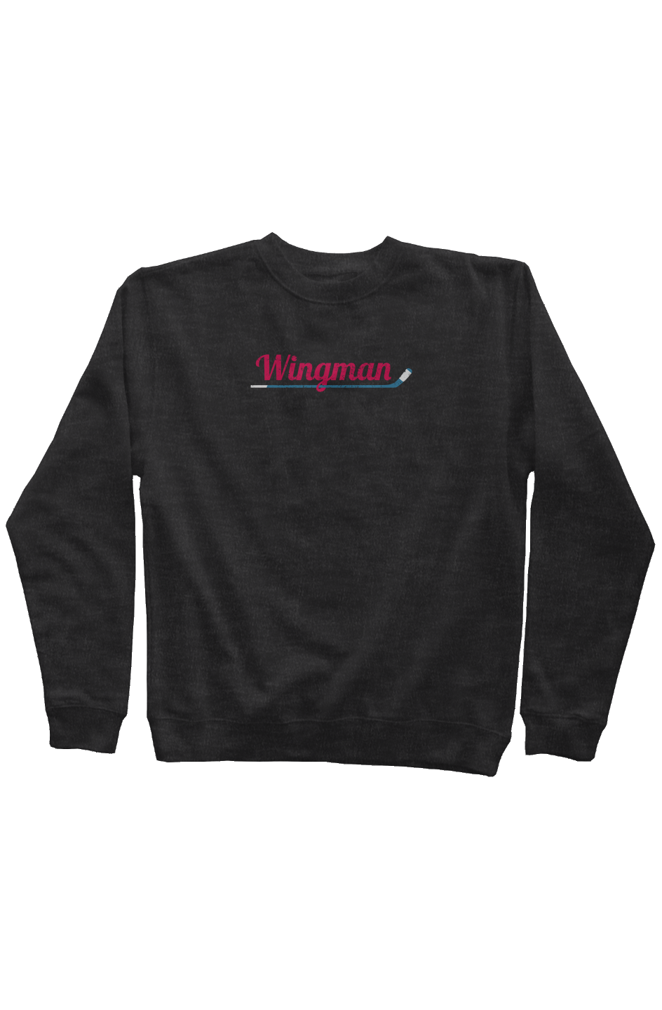 Wingman Rinkside Crewneck Sweatshirt Black Heather | Barn Garb Hockey Threads