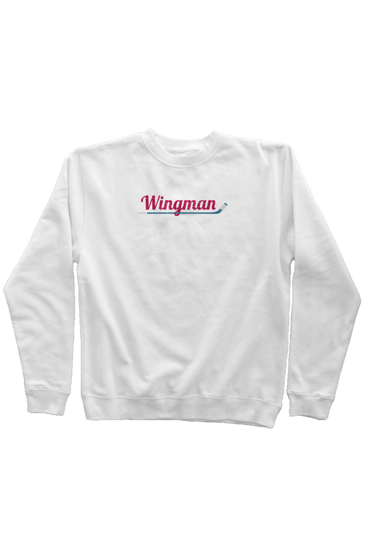 Wingman Rinkside Crewneck Sweatshirt White | Barn Garb Hockey Threads