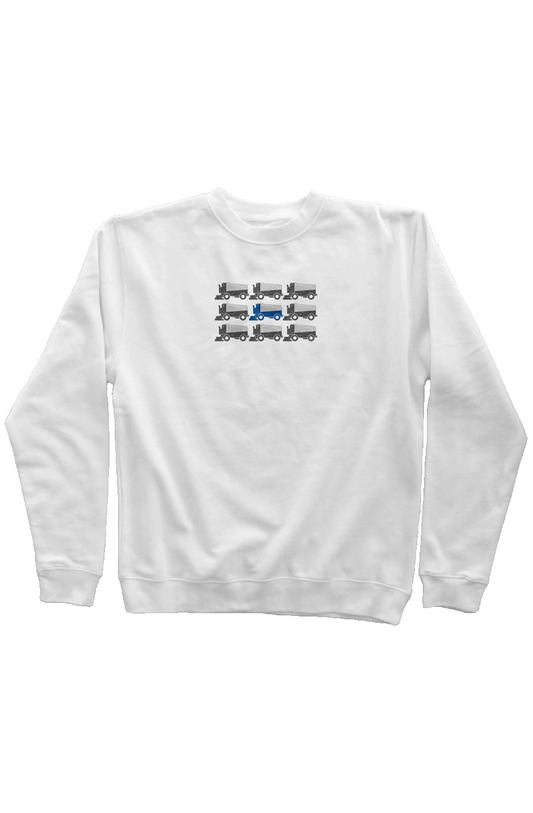 Zamboni Nation Rinkside Crewneck Sweatshirt White | Barn Garb Hockey Threads