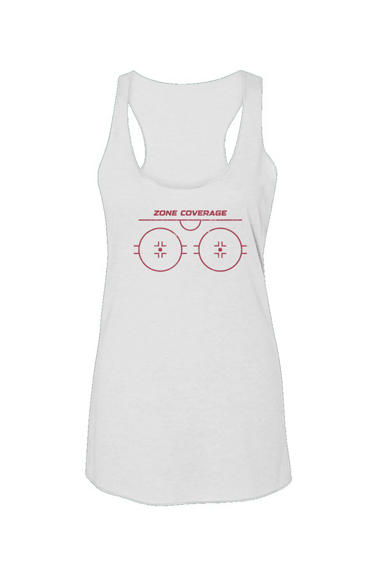 Zone Coverage Racerback Barn Tank White | Barn Garb Hockey Threads
